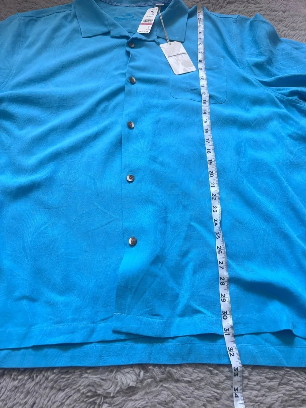 NWT Tommy Bahama Turquoise Silk Short-Sleeve  Camp Shirt size XXXL - Picture 9 of 9